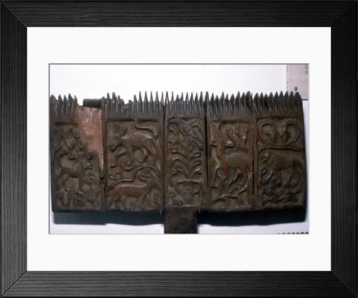 Framed Print : Coptic woodcarving with animals, 6th-7th century Framed Print : Coptic woodcarving with animals, 6th-7th century