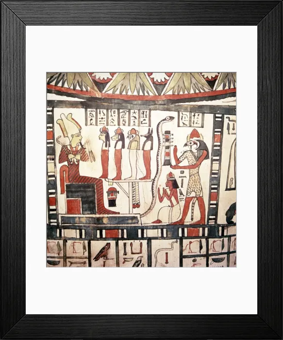 Framed Print : Horus presents the deceased to Osiris, Mummy-Case of Pensenhor, Thebes, c900 BC Framed Print : Horus presents the deceased to Osiris, Mummy-Case of Pensenhor, Thebes, c900 BC