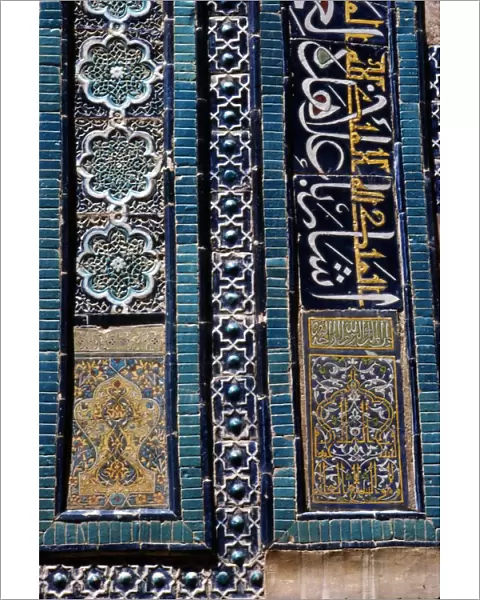 Glazed brick tiling in Shah-i-Zinda Complex, Samarkand, 14th-15th century. Artists: CM Dixon, Unknown