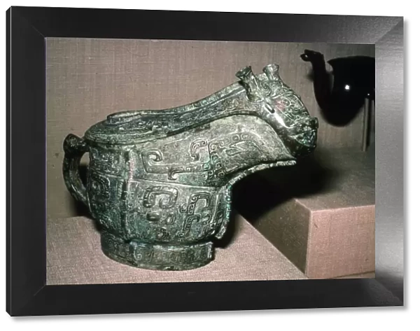 Chinese Bronze Ritual Wine Vessel, late Shang Dynasty 12th-11th century BC
