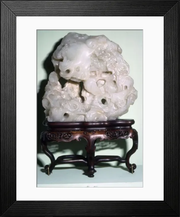 Framed Print : Chinese Jade, Representation of Taoist Sacred Mountain with Hermits Hut, c1636-1912 Framed Print : Chinese Jade, Representation of Taoist Sacred Mountain with Hermits Hut, c1636-1912