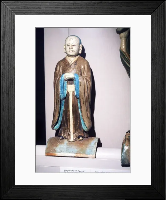 Framed Print : Chinese Pottery Ridge Tile figure of Buddhas disciple, Ming Dynasty. 16-17th century Framed Print : Chinese Pottery Ridge Tile figure of Buddhas disciple, Ming Dynasty. 16-17th century