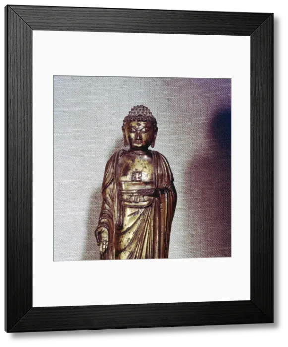 Framed Print : Buddha, gilt-bronze, Ming Dynasty, 1396 Framed Print : Buddha, gilt-bronze, Ming Dynasty, 1396
