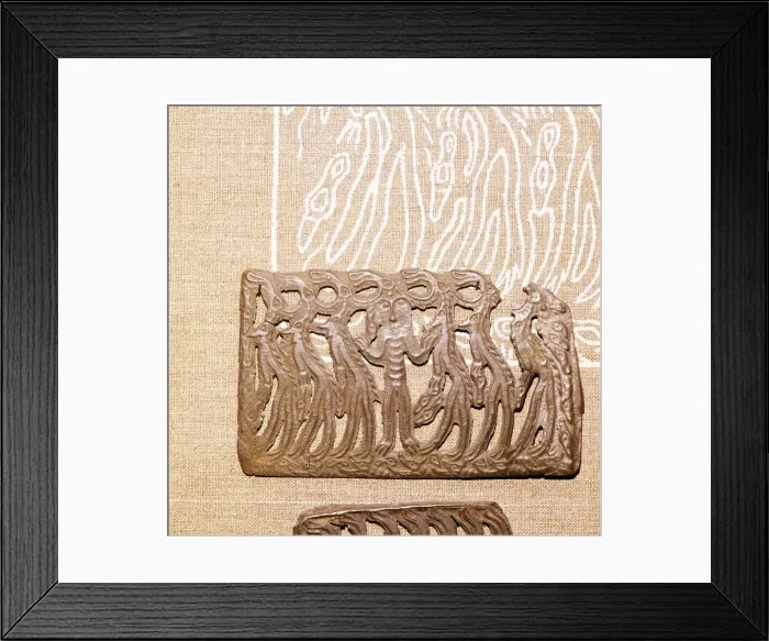 Framed Print : Bronze Plaque, illustrating Shamanism and Magic, Kama River Area, USSR, 3rd century BC-8th century Framed Print : Bronze Plaque, illustrating Shamanism and Magic, Kama River Area, USSR, 3rd century BC-8th century