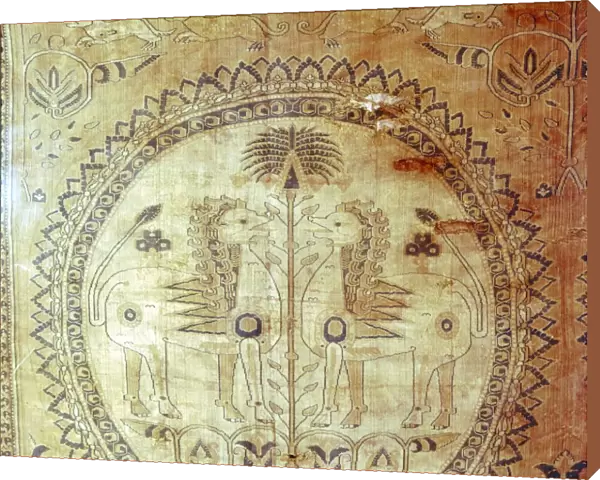 Silk cloth with lions and Palm Trees, Buk Kham region, central Asia, 8th-9th century