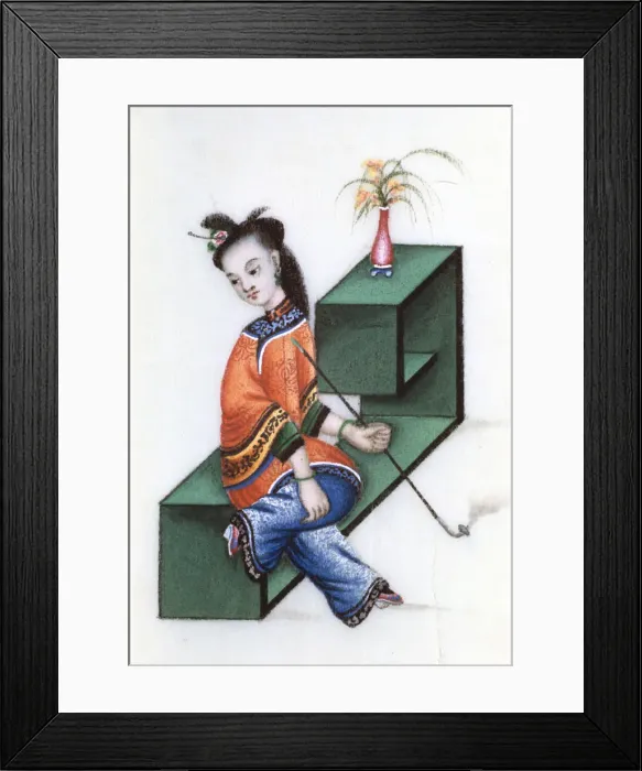 Framed Print : Smoking opium, mid 19th century Framed Print : Smoking opium, mid 19th century