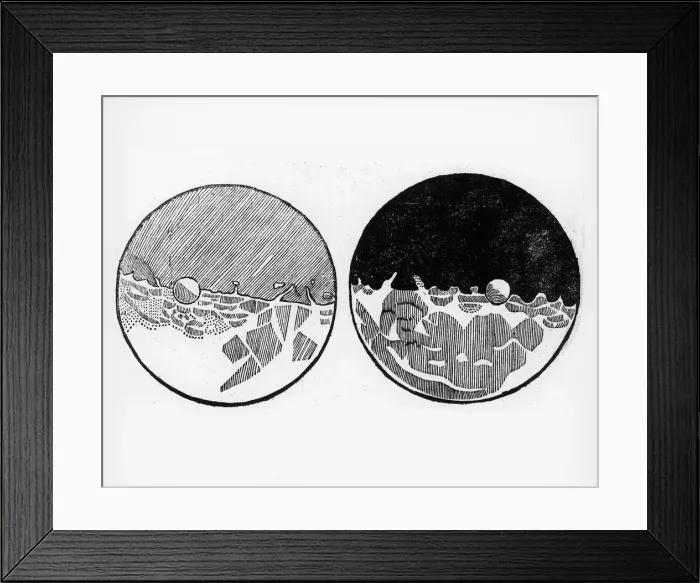 Framed Print : Sketch of the moon by Galileo Galilei, c1635. Artist: Galileo Galilei Framed Print : Sketch of the moon by Galileo Galilei, c1635. Artist: Galileo Galilei