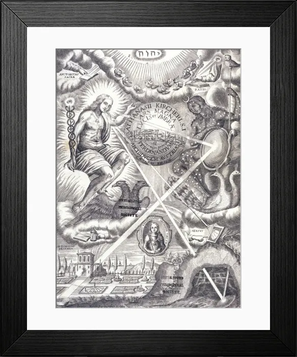 Framed Print : Frontispiece from Athanasius Kirchers Ars Magna Lucis Et Umbrae Framed Print : Frontispiece from Athanasius Kirchers Ars Magna Lucis Et Umbrae