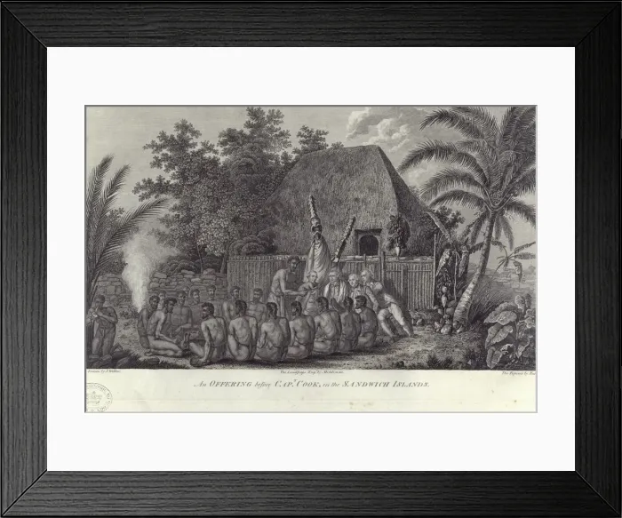 Framed Print : Natives of the Sandwich Islands, Hawaii, slaughtering swine before Captain Cook, c1778 Framed Print : Natives of the Sandwich Islands, Hawaii, slaughtering swine before Captain Cook, c1778