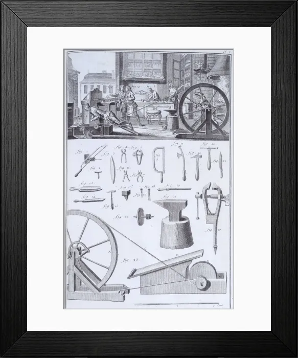 Framed Print : Cutlery-making, c1750s Framed Print : Cutlery-making, c1750s