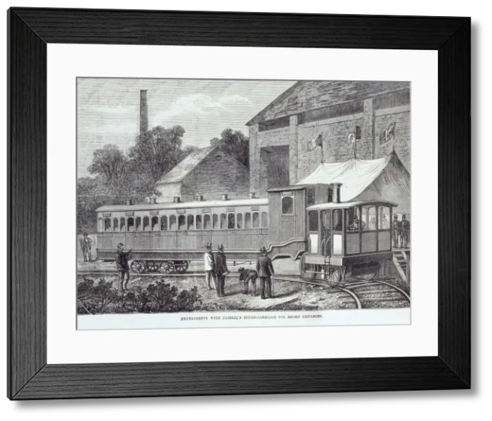 Framed Print : Experiments with Fairlies steam carriage for short distances, August 1869 Framed Print : Experiments with Fairlies steam carriage for short distances, August 1869