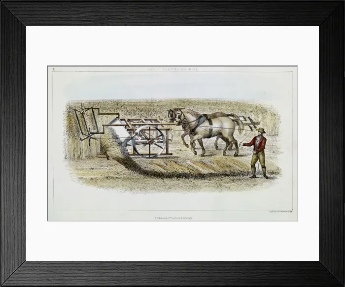 Framed Print : Bells reaping machine, 1851. Artist: GH Swanston Framed Print : Bells reaping machine, 1851. Artist: GH Swanston