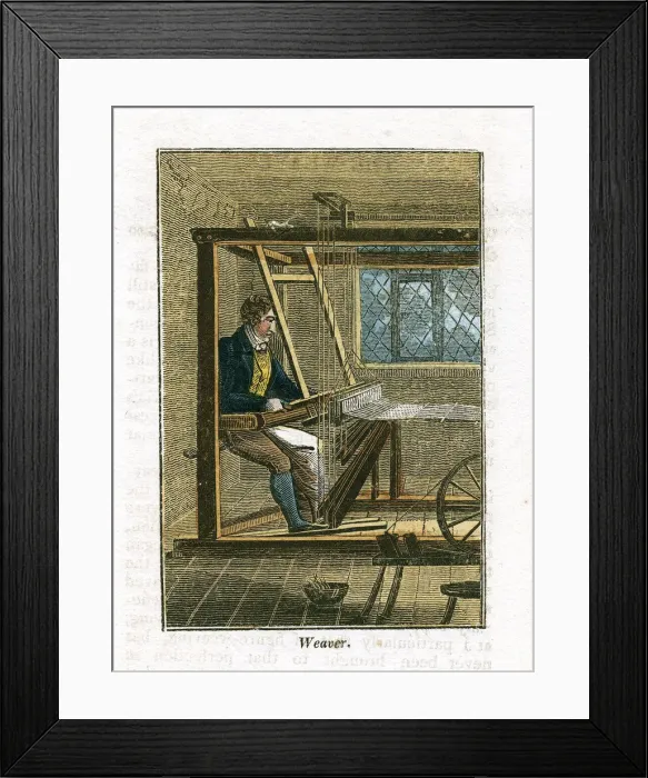Framed Print : Weaver at his loom, 1823 Framed Print : Weaver at his loom, 1823
