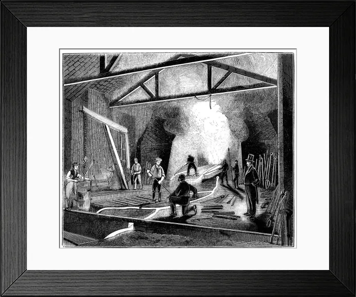 Framed Print : The foundry or cast house, Butterley Ironworks, Derbyshire, 1844 Framed Print : The foundry or cast house, Butterley Ironworks, Derbyshire, 1844