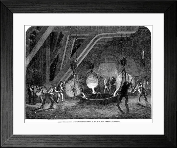 Framed Print : Casting the cylinder of the Britannia Press at the Bank Quay Foundry, Warrington, 1851 Framed Print : Casting the cylinder of the Britannia Press at the Bank Quay Foundry, Warrington, 1851