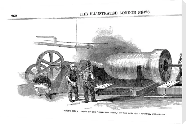 Boring the cylinder of the Britannia Press at the Bank Quay Foundry, Warrington, 1851