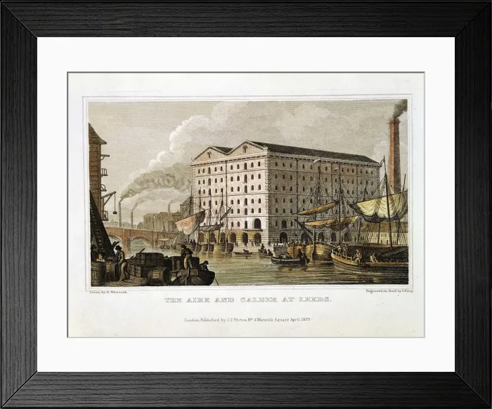 Framed Print : The Aire and Calder Navigation, Leeds, Yorkshire, 1828. Artist: J Shury Framed Print : The Aire and Calder Navigation, Leeds, Yorkshire, 1828. Artist: J Shury