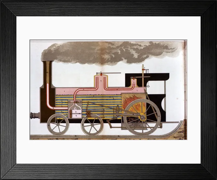 Framed Print : Sectional view of a mid-19th century steam railway locomotive, 1882 Framed Print : Sectional view of a mid-19th century steam railway locomotive, 1882