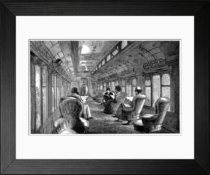 Framed Print : Pullman drawing room car on the Midland Railway, England, 1876 Framed Print : Pullman drawing room car on the Midland Railway, England, 1876