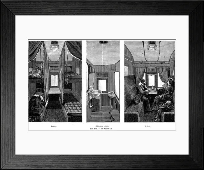 Framed Print : Part of a French railway wagon-lit (sleeping car), 1890 Framed Print : Part of a French railway wagon-lit (sleeping car), 1890