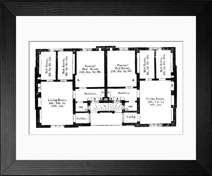 Framed Print : Ground plan of Prince Alberts model dwellings for the labouring classes, 1851 Framed Print : Ground plan of Prince Alberts model dwellings for the labouring classes, 1851