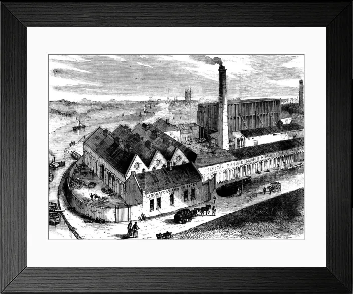 Framed Print : Webbs chemical factory, Diglis, Worcestershire, c1860 Framed Print : Webbs chemical factory, Diglis, Worcestershire, c1860