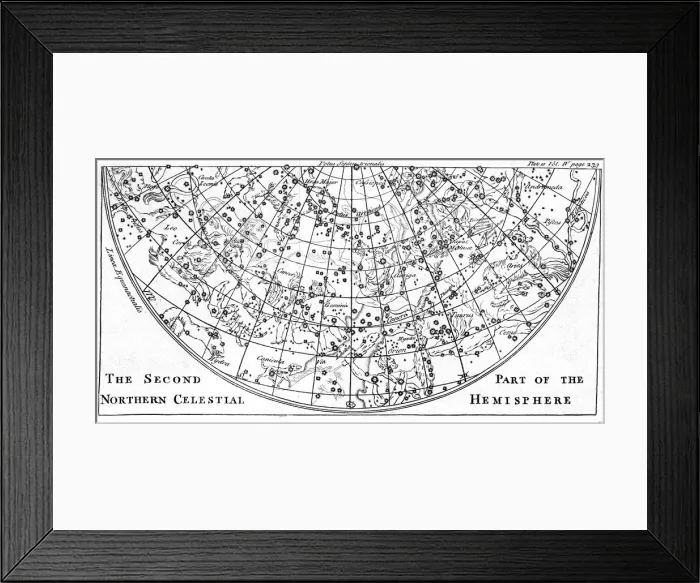 Framed Print : Second part of the star chart of the Northern Celestial Hemisphere showing constellations, 1747 Framed Print : Second part of the star chart of the Northern Celestial Hemisphere showing constellations, 1747