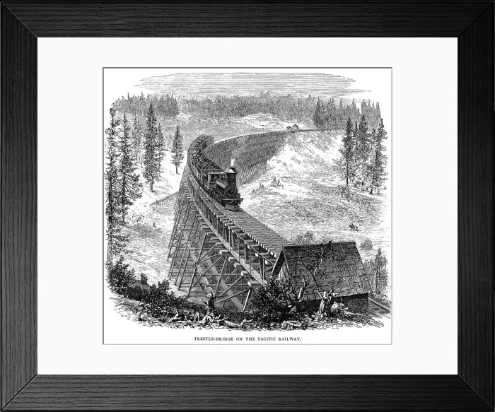 Framed Print : Trestle Bridge on the Union Pacific Railroad, USA, 1876 Framed Print : Trestle Bridge on the Union Pacific Railroad, USA, 1876
