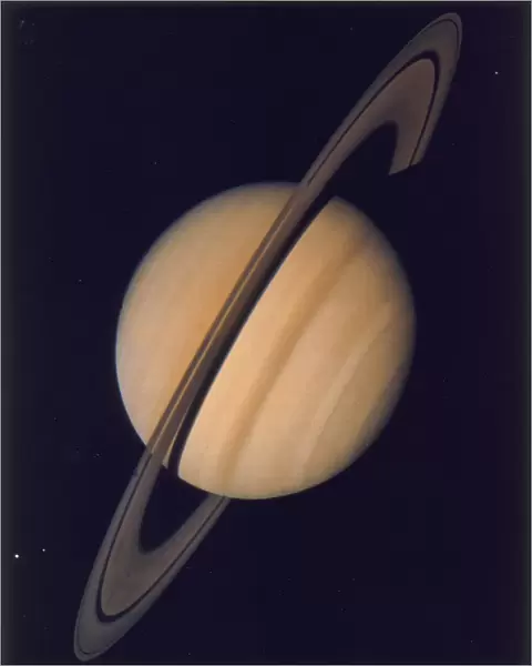 Full view of Saturn and her rings, 1980