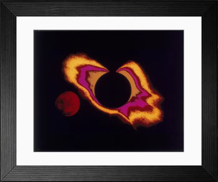 Framed Print : False colour photograph of the sun and the moon, c1970s Framed Print : False colour photograph of the sun and the moon, c1970s