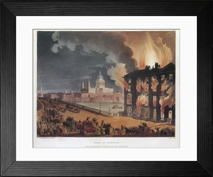 Framed Print : Fire in London, 1791. Artist: Thomas Rowlandson Framed Print : Fire in London, 1791. Artist: Thomas Rowlandson