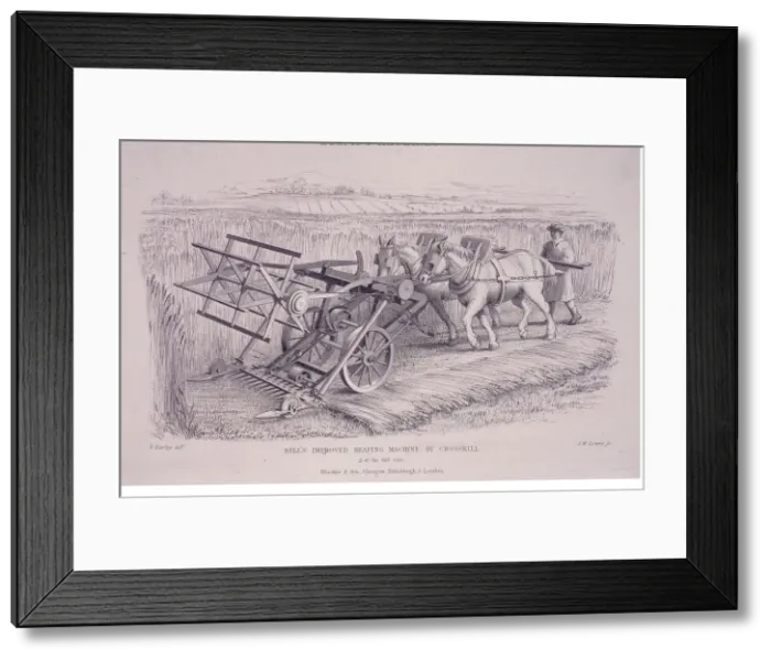 Framed Print : Bells improved reaping machine by Crosskill, c1840s. Artist: Joseph Wilson Lowry Framed Print : Bells improved reaping machine by Crosskill, c1840s. Artist: Joseph Wilson Lowry