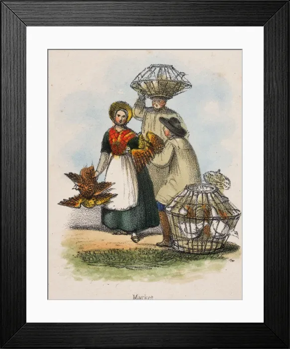 Framed Print : Market, c1845. Artist: Robert Kent Thomas Framed Print : Market, c1845. Artist: Robert Kent Thomas