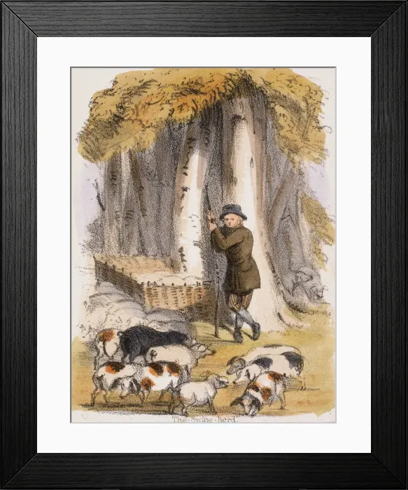 Framed Print : The Swine Herd, c1845. Artist: Benjamin Waterhouse Hawkins Framed Print : The Swine Herd, c1845. Artist: Benjamin Waterhouse Hawkins
