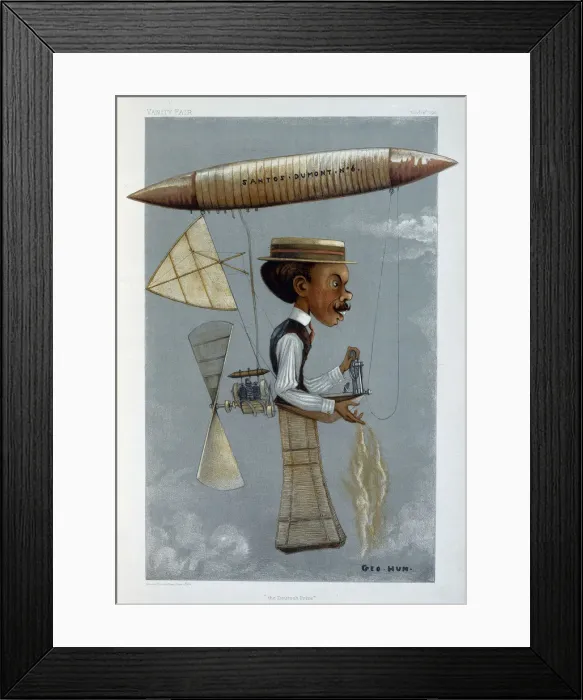 Framed Print : Alberto Santos-Dumont and his airship, 1901. Artist: George Hum Framed Print : Alberto Santos-Dumont and his airship, 1901. Artist: George Hum