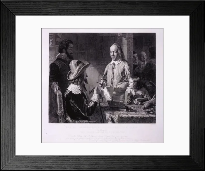 Framed Print : William Harvey demonstrating to King Charles I his theory of the circulation of the blood, 1851. Artist: H Lemon Framed Print : William Harvey demonstrating to King Charles I his theory of the circulation of the blood, 1851. Artist: H Lemon