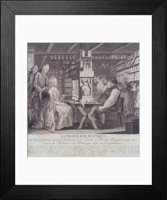 Framed Print : La Pharmacie Rustique, c1775. Artist: Barthelemi Hubner Framed Print : La Pharmacie Rustique, c1775. Artist: Barthelemi Hubner