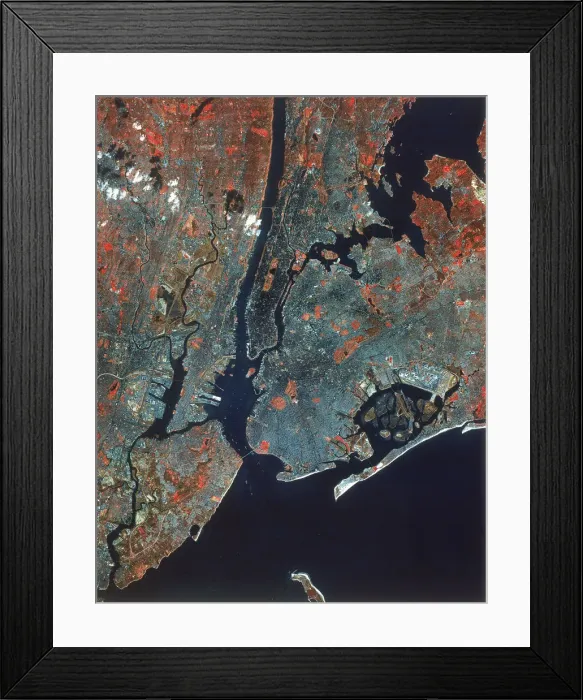 Framed Print : Landsat image of Manhattan, New York, USA, 1980s Framed Print : Landsat image of Manhattan, New York, USA, 1980s