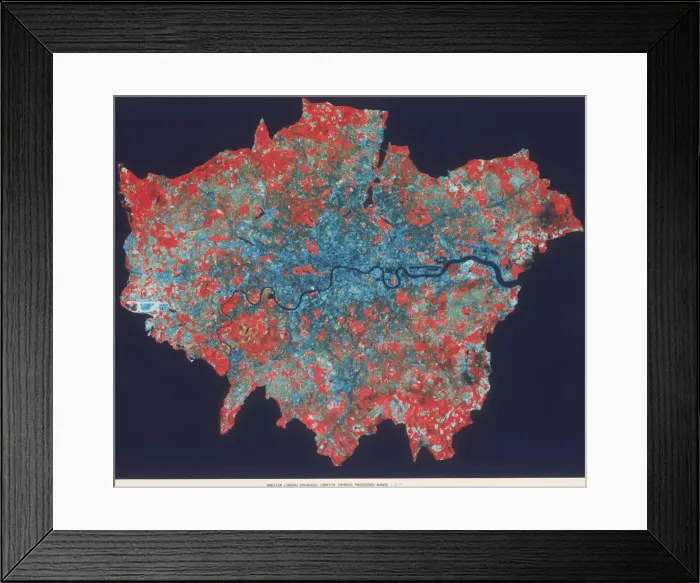 Framed Print : Composite Landsat false colour image of Greater London, 1979 Framed Print : Composite Landsat false colour image of Greater London, 1979