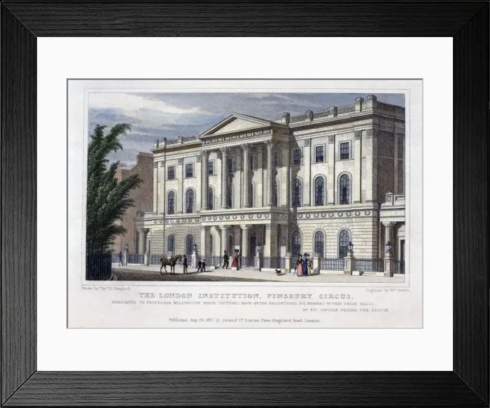 Framed Print : The London Institution, Finsbury Circus, London, 1827. Artist: William Deeble Framed Print : The London Institution, Finsbury Circus, London, 1827. Artist: William Deeble