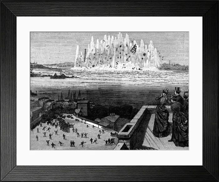 Framed Print : Blowing up Flood Rock, 1885, (1886) Framed Print : Blowing up Flood Rock, 1885, (1886)