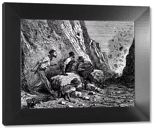 Miners blasting, 1879