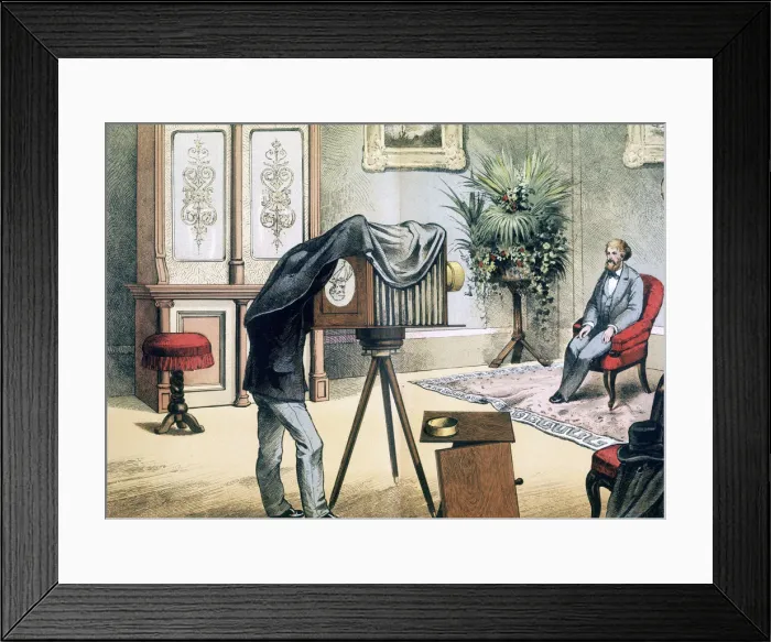 Framed Print : Portrait photographers studio, c1880 Framed Print : Portrait photographers studio, c1880