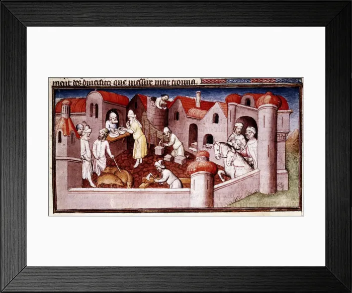Framed Print : Scene from Marco Polos Book of Marvels... early 15th century. Artist: Master of Boucicaut Framed Print : Scene from Marco Polos Book of Marvels... early 15th century. Artist: Master of Boucicaut