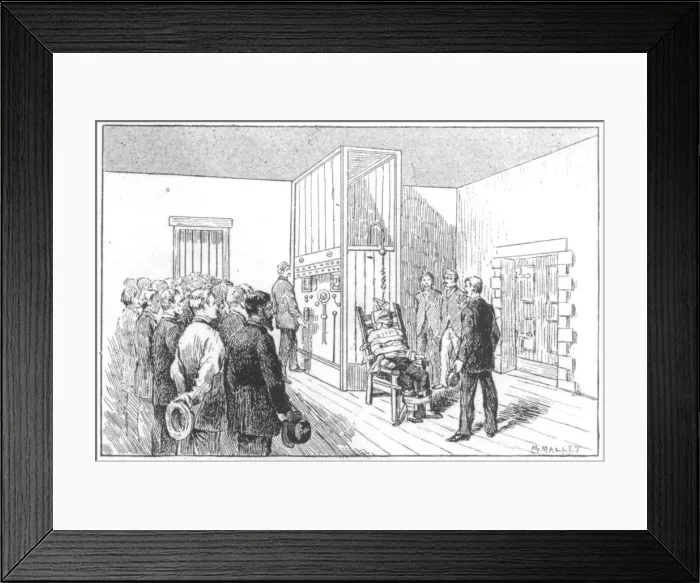 Framed Print : Execution of Kemmler, the first man to die in the electric chair, USA, 6 August 1890 Framed Print : Execution of Kemmler, the first man to die in the electric chair, USA, 6 August 1890