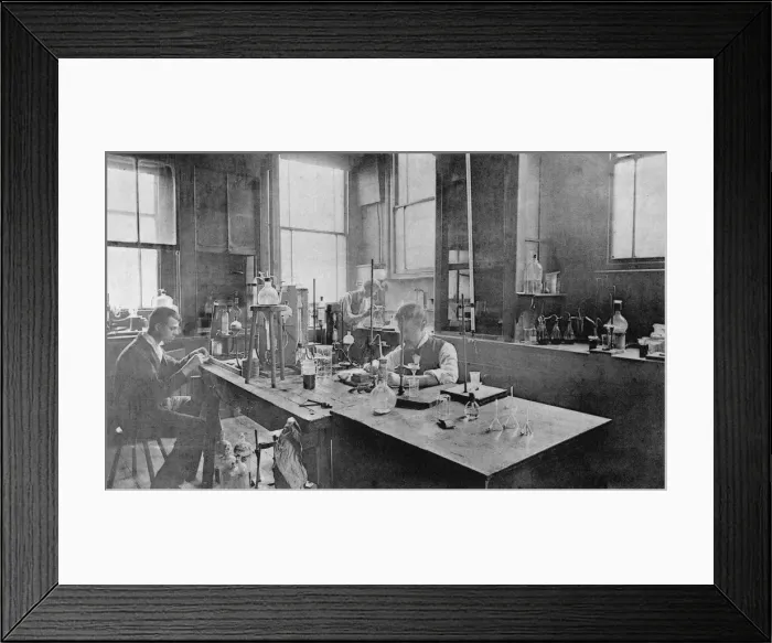 Framed Print : Industrial laboratory at Thomas Firth & Sons Norfolk Works, Sheffield, c1900 Framed Print : Industrial laboratory at Thomas Firth & Sons Norfolk Works, Sheffield, c1900