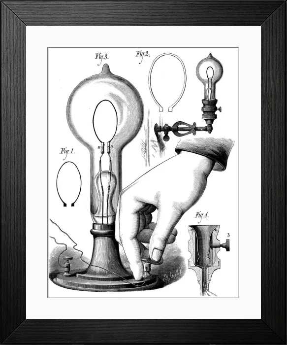 Framed Print : Edisons carbon filament lamp, 1880 Framed Print : Edisons carbon filament lamp, 1880