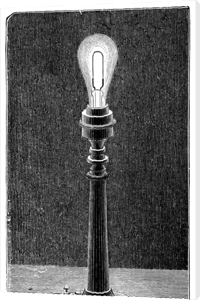 Edisons incandescent light globe in a table lamp fitting, 1891