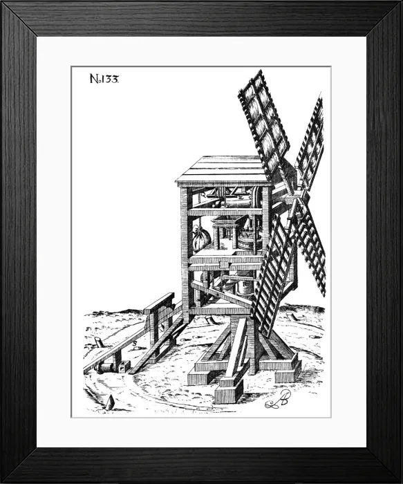 Framed Print : Post mill, 1620 Framed Print : Post mill, 1620