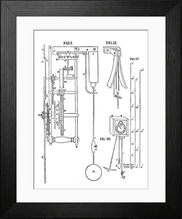 Framed Print : Design for a pendulum clock, 1673 Framed Print : Design for a pendulum clock, 1673